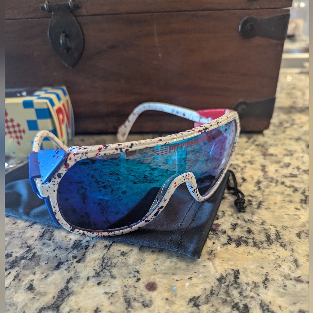 NEW Pit Viper Grand Prix Sunglasses - 80s Aviator Style - Red White Blue